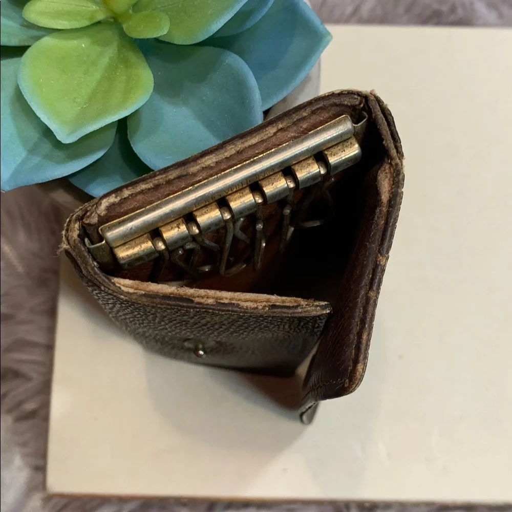 🌹VINTAGE LOUIS VUITTON AUTHENTIC Leather Brown SIGNATURE KEY Wallet 6 rings - Picture 13 of 16